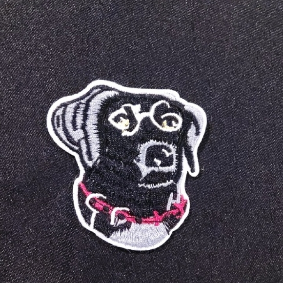 dog Other - Black Lab Dog Patch with Red Collar Iron On